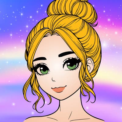 realistic pretty girl with hair in bun
