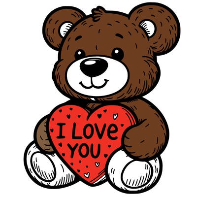 teddy bear holding an i love you heart