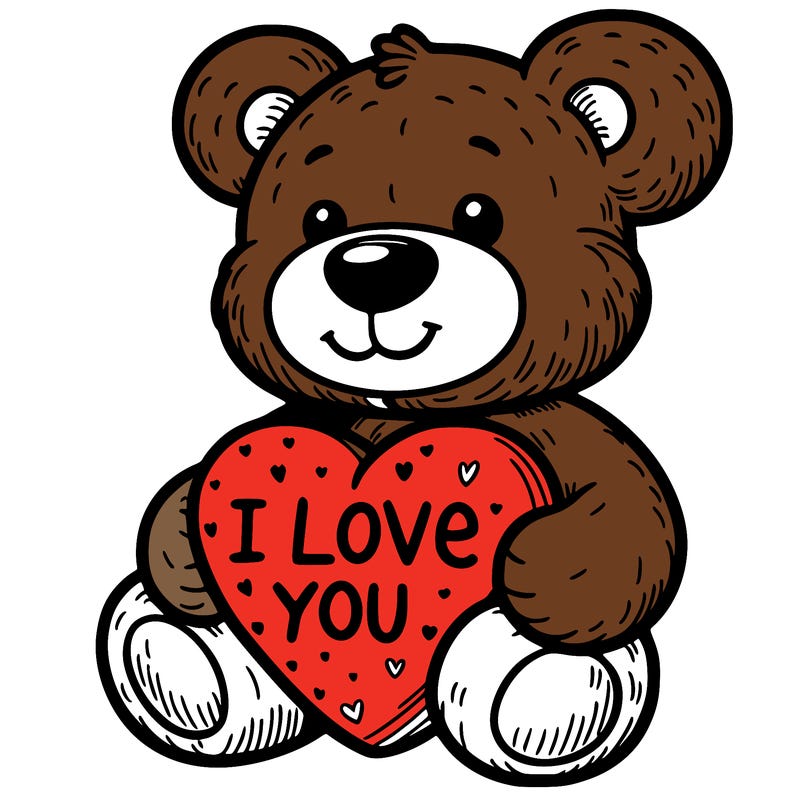 teddy bear holding an i love you heart