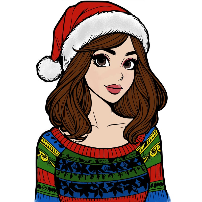 realistic lady in a christmas sweater