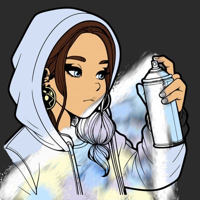 a realistic girl, spray painting