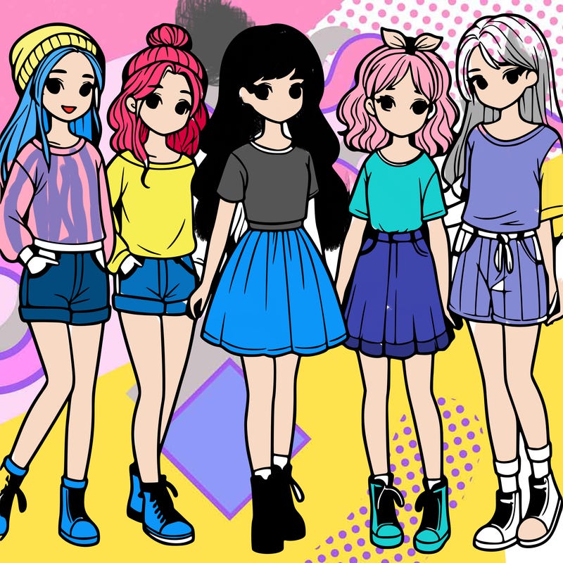 a group of five girls