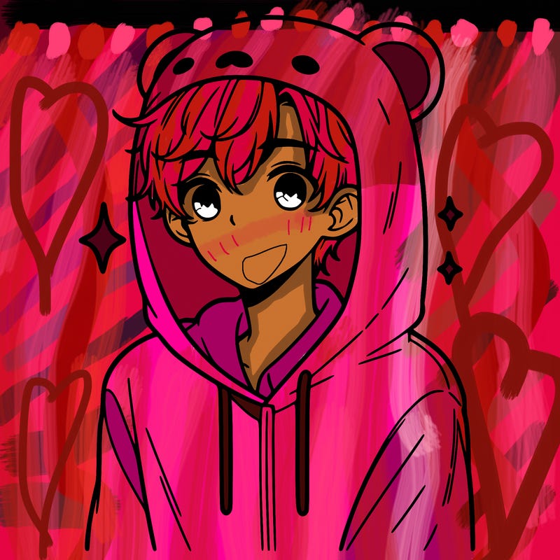 a 17 year old boy in a cute animal hoodie