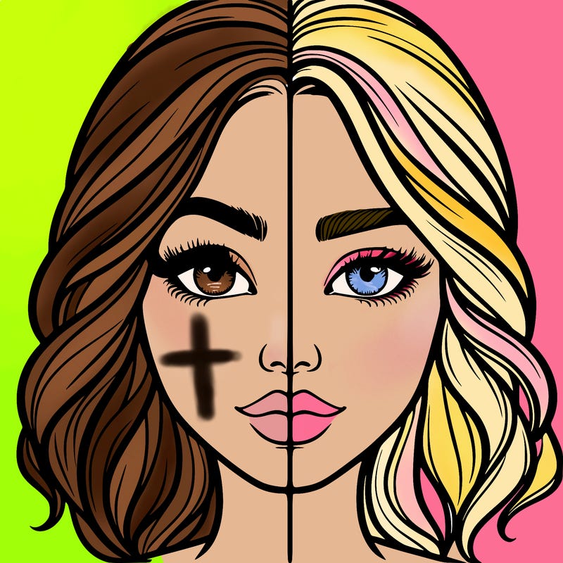 realistic girl split half