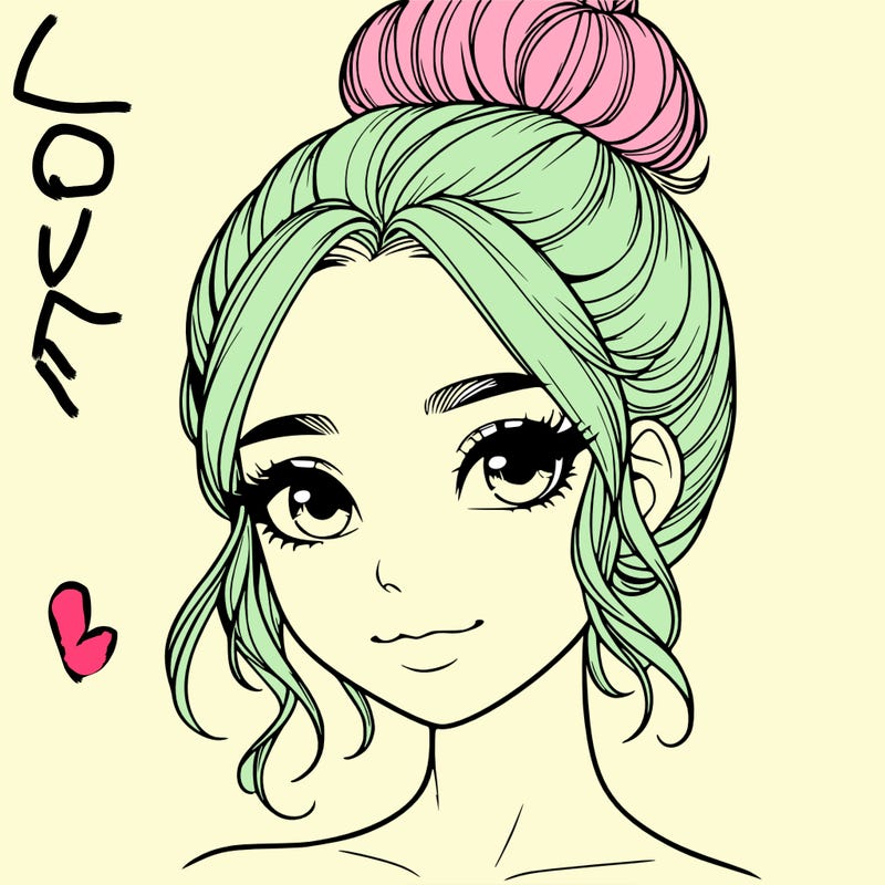 realistic pretty girl with hair in bun