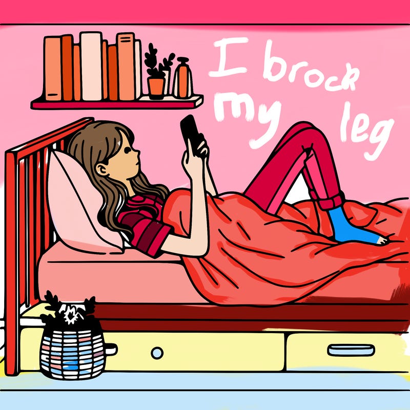 a girl laying on her bed with her phone