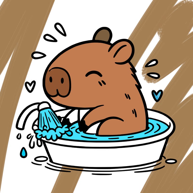 capybara taking a bath