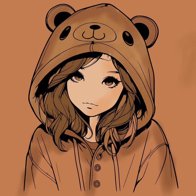 realistic girl in a animal pjs hoodie