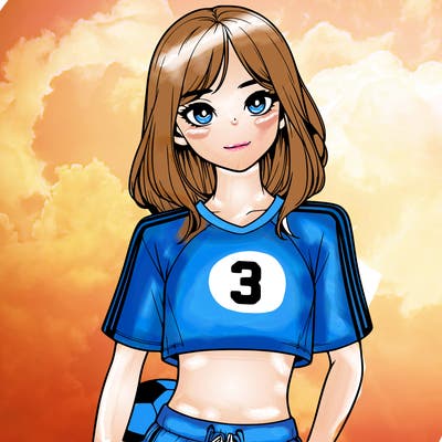 realistic girl wearing soccer jersey
