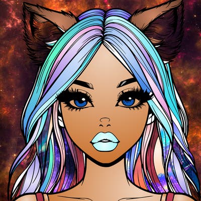 realistic girl with fox ears and realistic lips