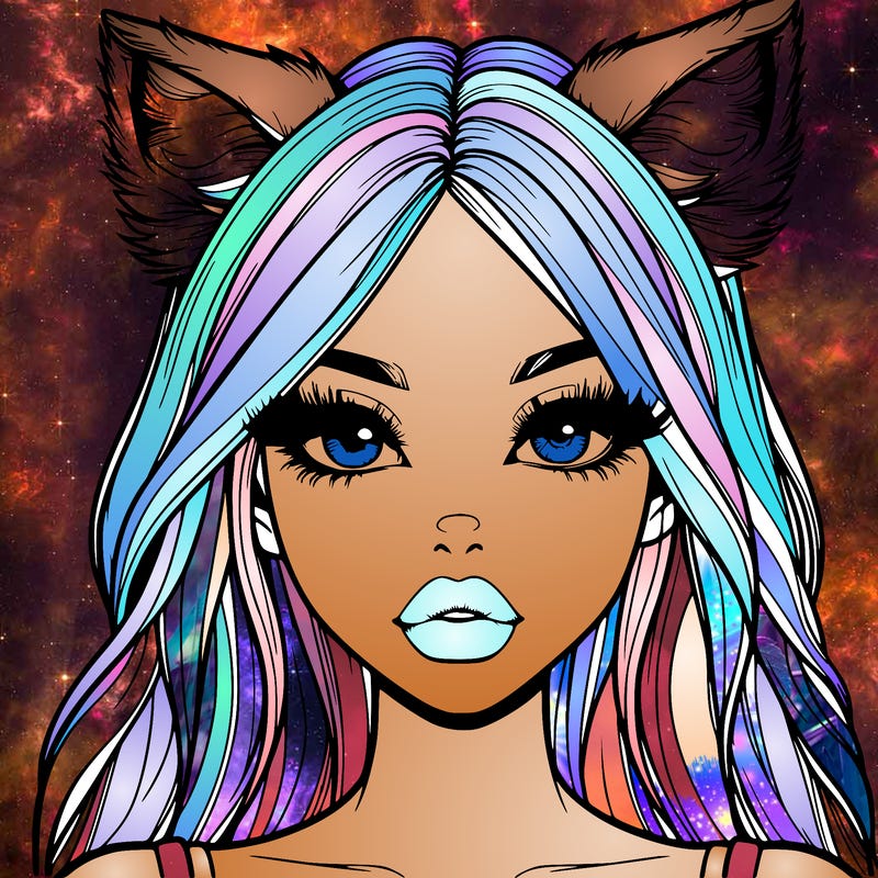 realistic girl with fox ears and realistic lips
