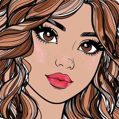 beautiful realistic girl close up to the camera with wavy hair,