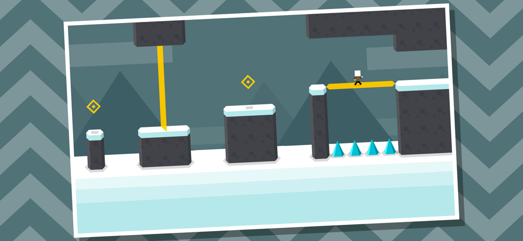 Mr Jump - Mr Jump character navigating a minimalist platformer level with spikes and obstacles