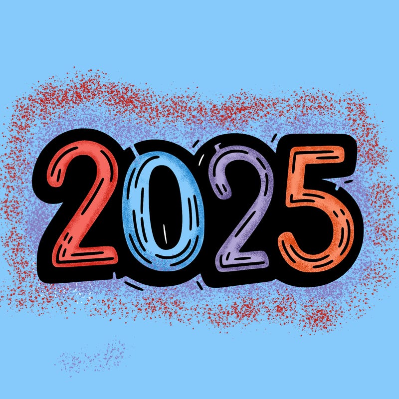 one line scrawled numbers sketch design “2025”