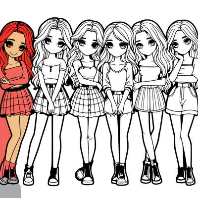 a group of girls realistic