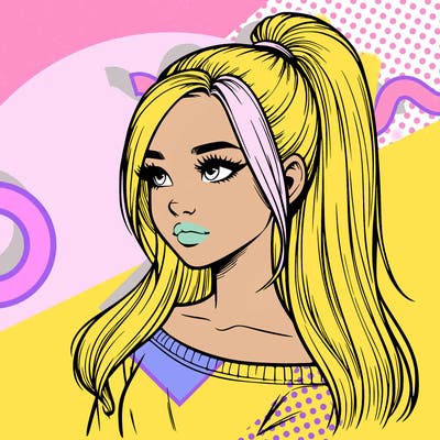 realistic girl with a high ponytail