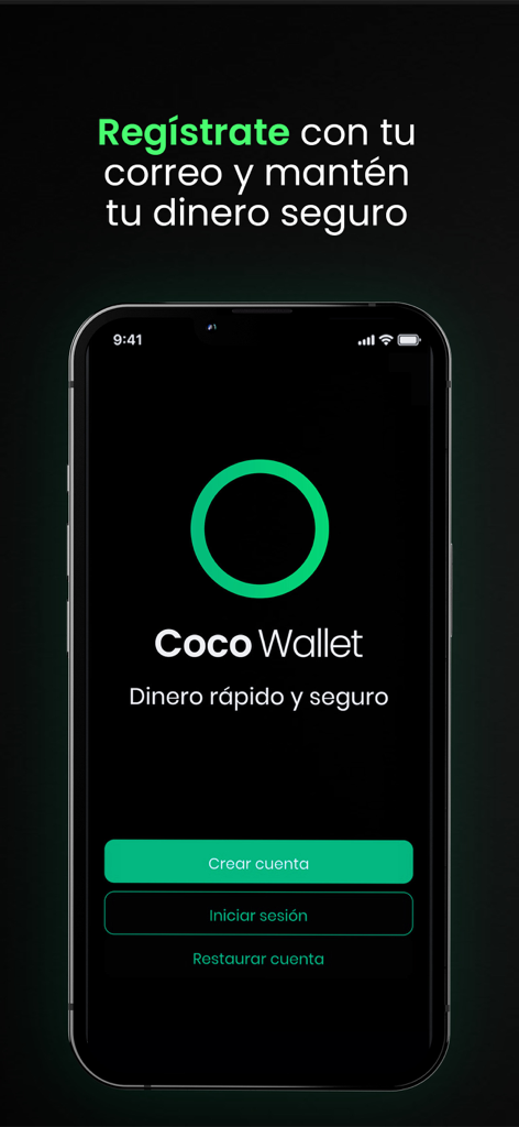 Coco Wallet - Banca Digital - Coco Wallet mobile app registration and login interface