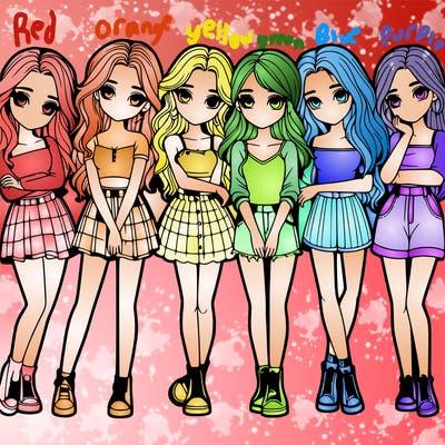 a group of girls realistic