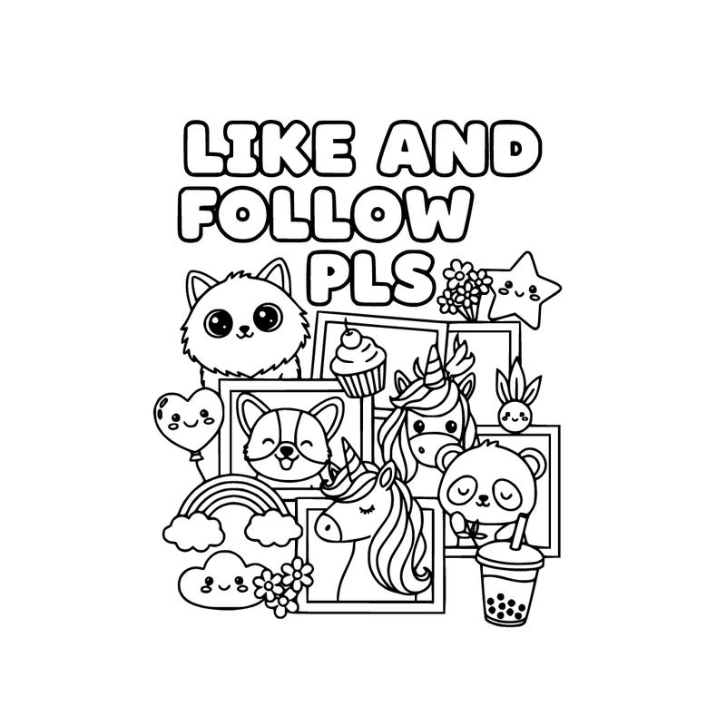 a like and follow pls poster with a bunch of cute pics and cute things