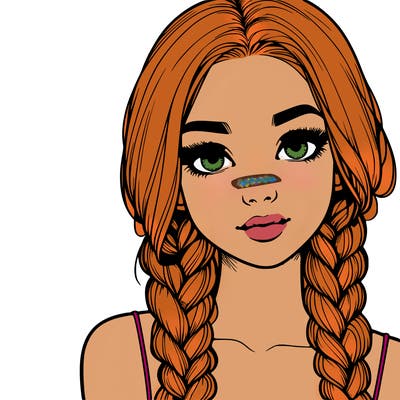 realistic girl with braids