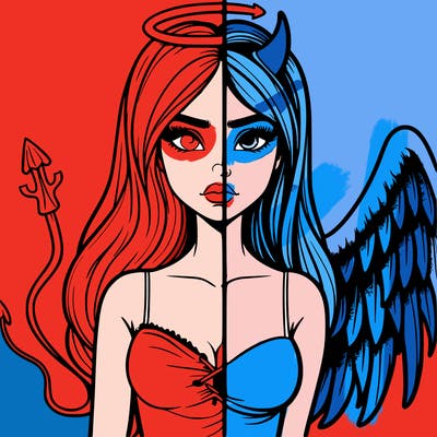 devil vs angel realistic girl