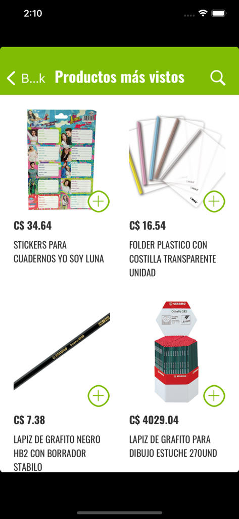 Librería Jardín - Libreria Jardin mobile app showing school and office supplies for sale