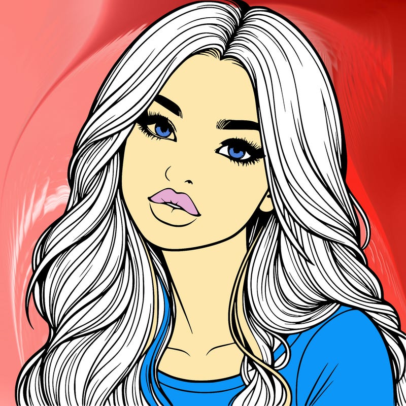 realistic girl with hair on her hair and lips