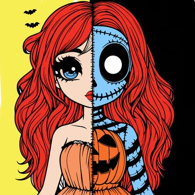 realistic girl halloween split