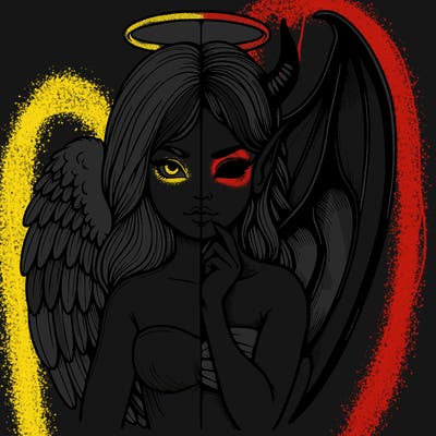 realistic angel half demon