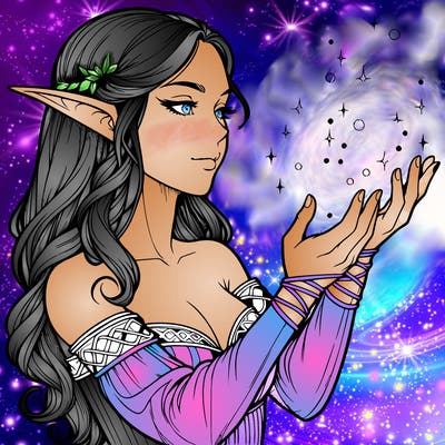 realistic elf girl doing magic