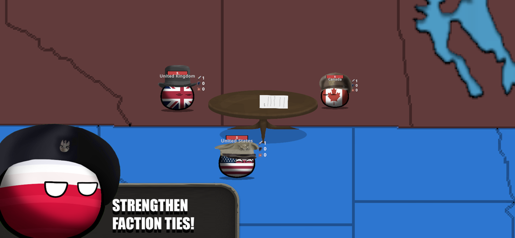 Countryball: World 1930 - Countryballs representing the United States United Kingdom and Canada meeting at a table to strengthen faction ties