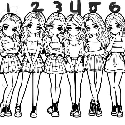 a group of girls realistic