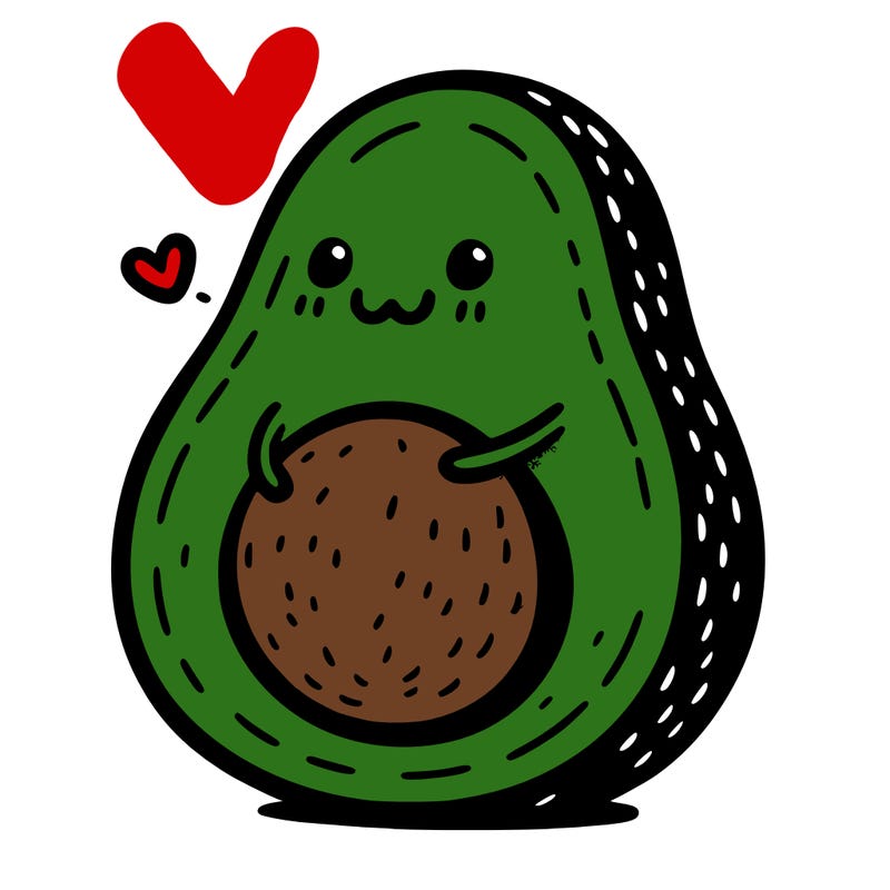 an avocado hugging an avocado