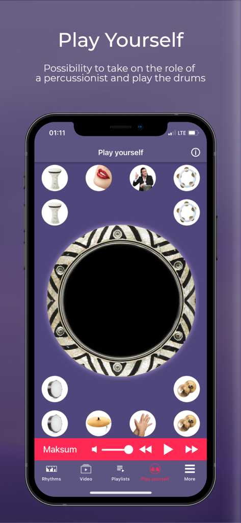 Darbuka Rhythms - スマートフォンで中東のリズムを演奏するための仮想ドラム楽器インターフェース