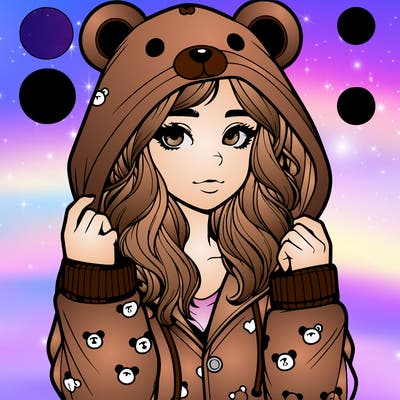realistic girl in a animal pjs hoodie