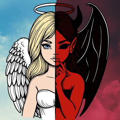 realistic angel half demon