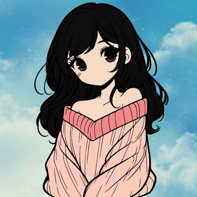 shy pretty girl wearing a sweater that is falling off one shoulder portrait