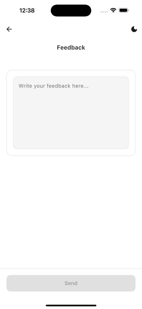 Interview Ai Assistant - Pantalla de envío de retroalimentación para la aplicación Asistente de Entrevistas IA con un campo de entrada de texto y un botón de envío