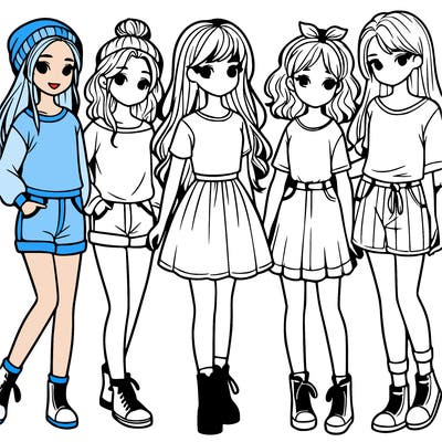 a group of five girls