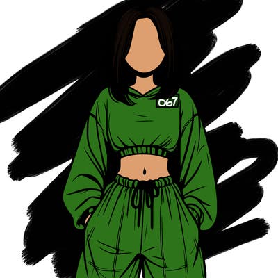 realistic girl faceless with baggy pants and a crop top