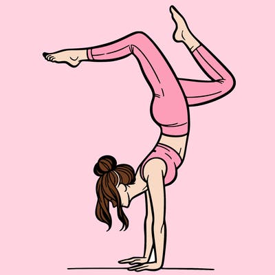 a woman doing a handstand