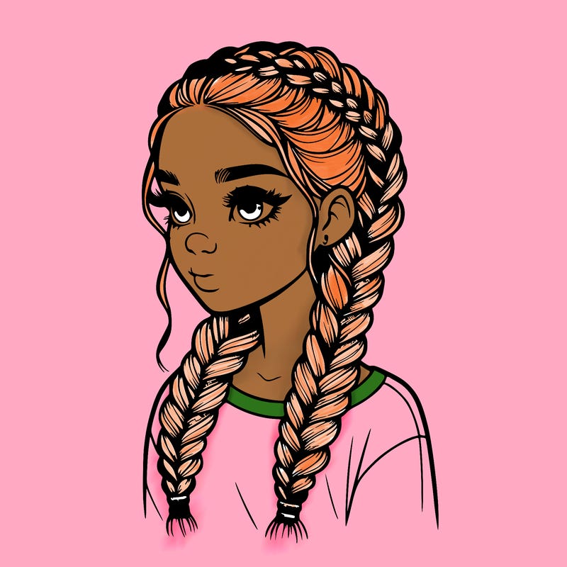 realistic girl with braids