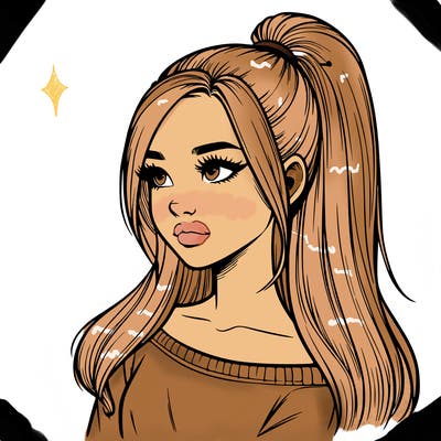 realistic girl with a high ponytail