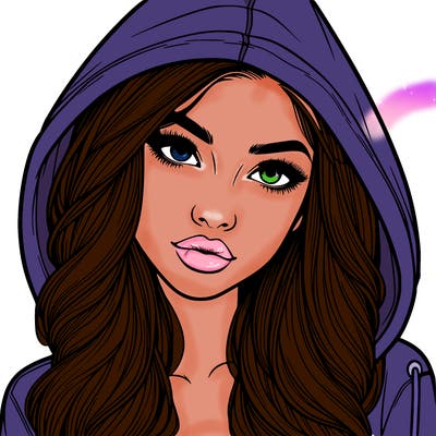 realistic beautiful girl with a hood on
