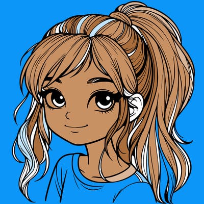 realistic girl with ponytail