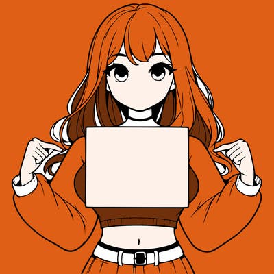 girl holding a blank sign in a long sleeve crop top