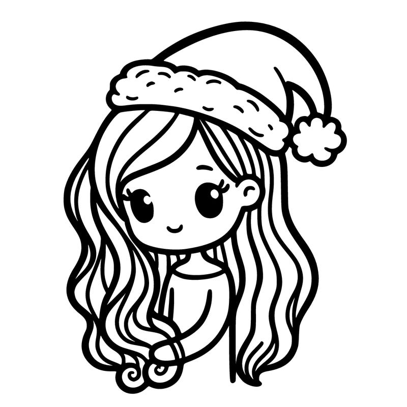 a human wearing a christmas hat with really pretty hair