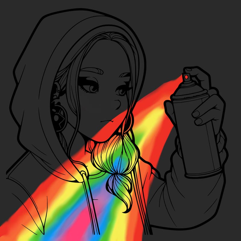 a realistic girl, spray painting