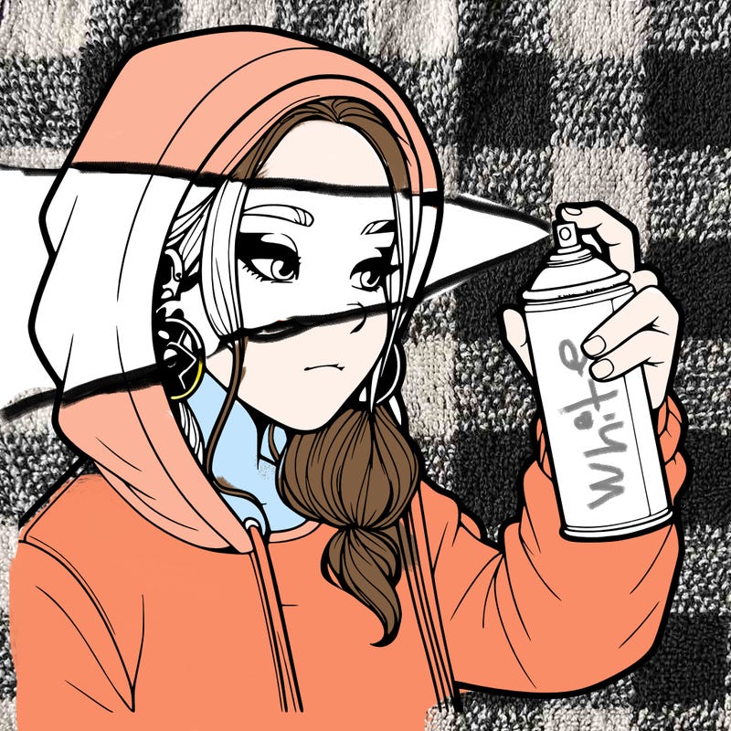 a realistic girl, spray painting