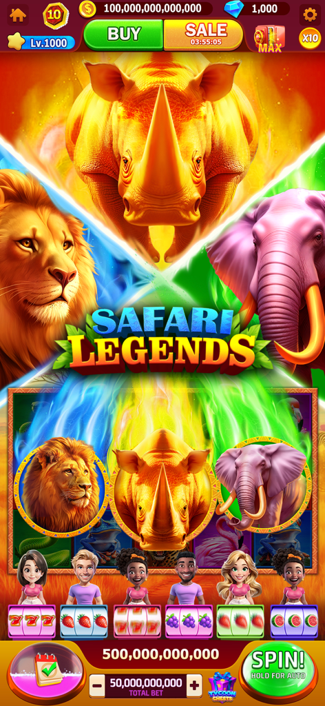 Gameplay della slot machine Jackpot Tycoon Safari Legends con simboli di animali selvatici
